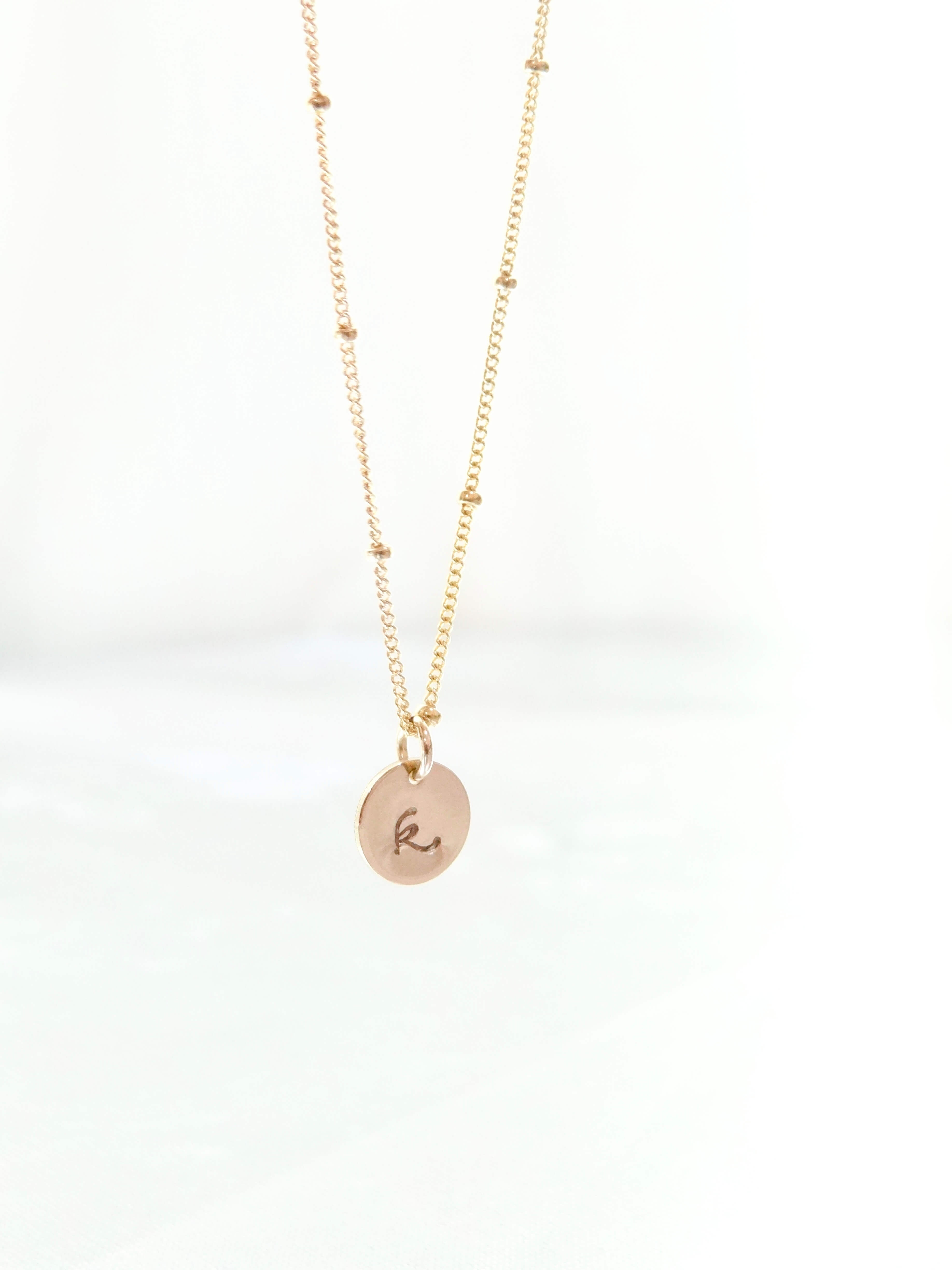gold filled round disc pendant charm necklace